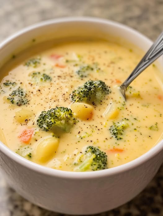 Zupa Cheddar Broccoli Potato Soup (AKA Cheesy Vegetable Chowder) jest kremowa, pocieszająca i całkowicie pyszna!