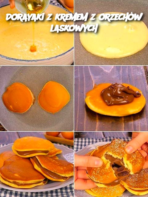 Dorayaki z kremem z orzechów laskowych