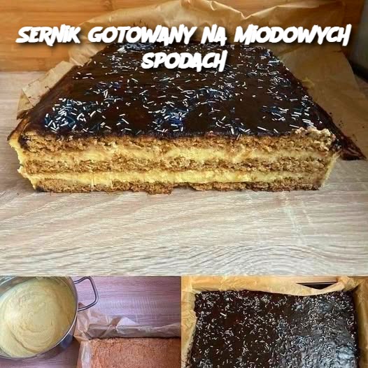 Sernik gotowany na miodowych spodach