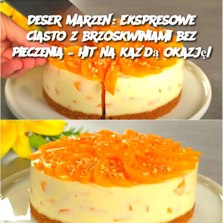 Najlepsze ciasto z brzoskwiniami – przepis na deser, który podbił serca! (Bez pieczenia!)