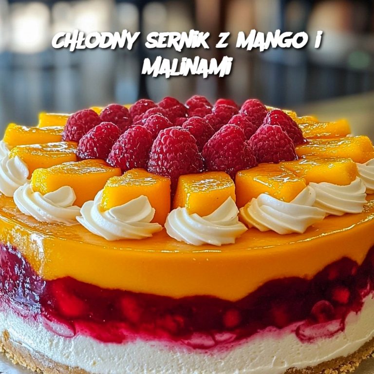 Chłodny sernik z mango i malinami