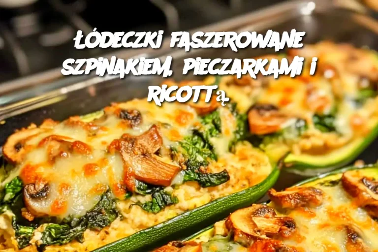 Łódeczki faszerowane szpinakiem, pieczarkami i ricottą.