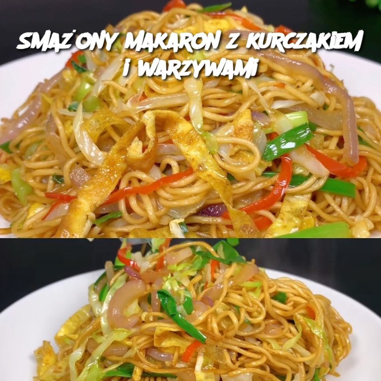 Smażony makaron z kurczakiem i warzywami