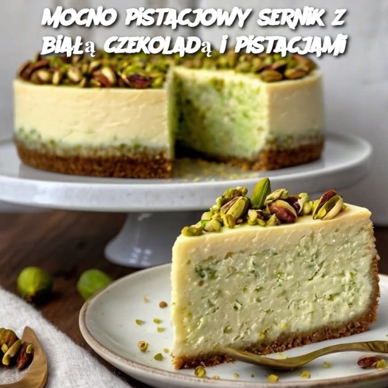 Mocno pistacjowy sernik z białą czekoladą i pistacjami