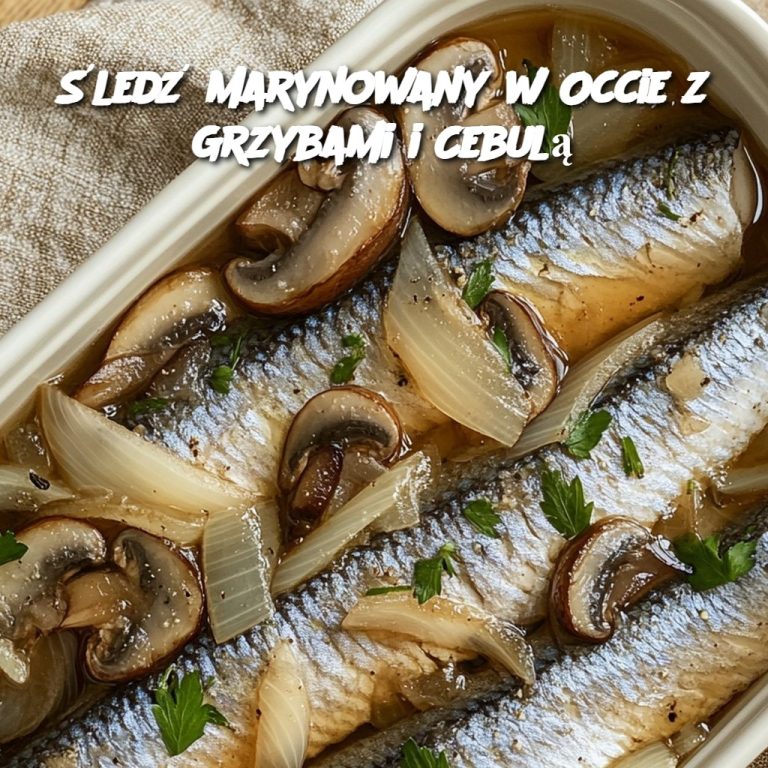 Śledź Marynowany w Occie z Grzybami i Cebulą