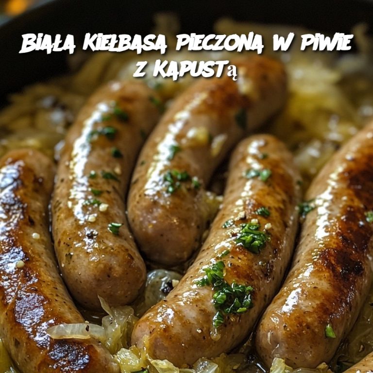 Biała Kiełbasa Pieczona w Piwie z Kapustą