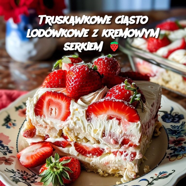 Truskawkowe ciasto lodówkowe z kremowym serkiem 🍓