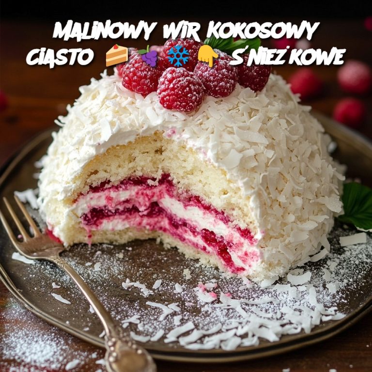 Malinowy Wir Kokosowy Ciasto 🍰🍇❄️👇 Śnieżkowe