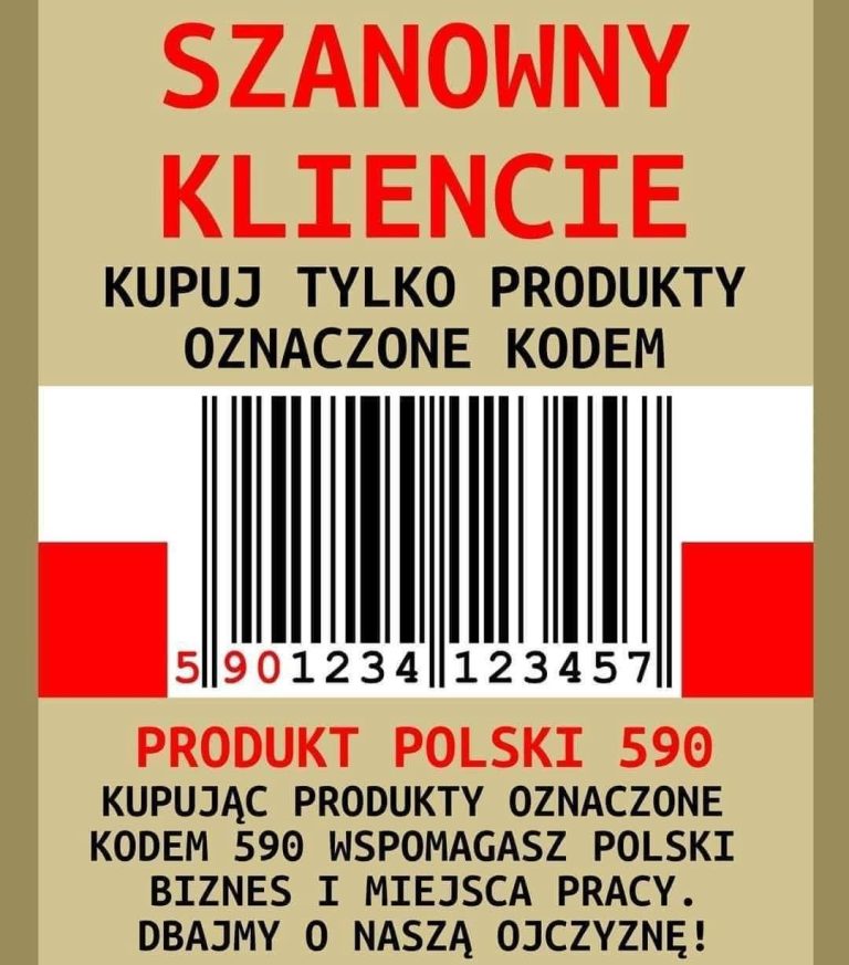 UWAGA Kody kreskowe zaczynające się od 590 oznaczają Polskę